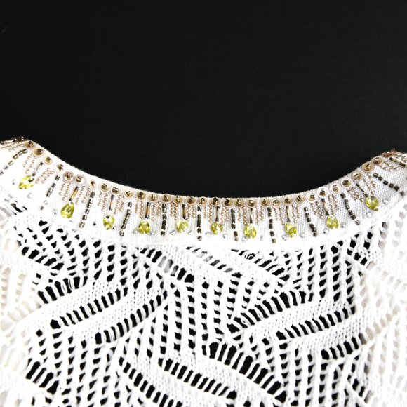 WHITE HOUSE BLACK MARKET Ivory Rhinestone Tunic - Size Medium - Picture 9 of 12